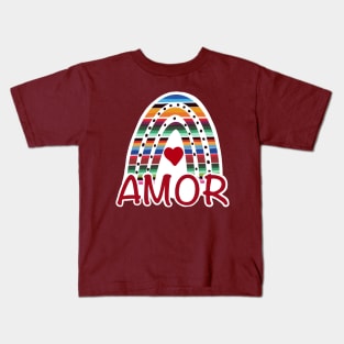 Sarape Rainbow Amor Kids T-Shirt